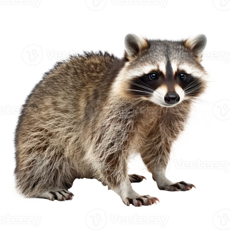 Raccoon full body isolate on transparency background png