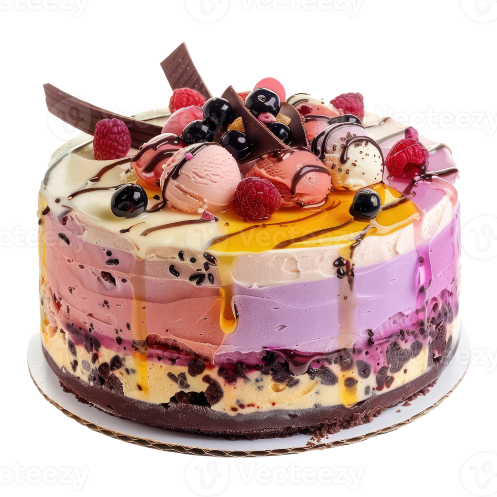 Ice-cream cake front view full length isolate on transparency background png