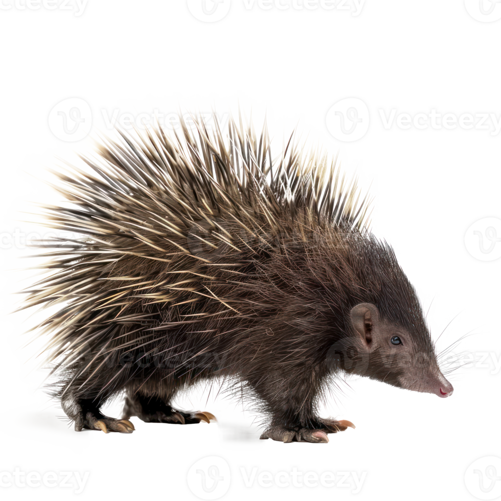 Porcupine side view full body isolate on transparency background png