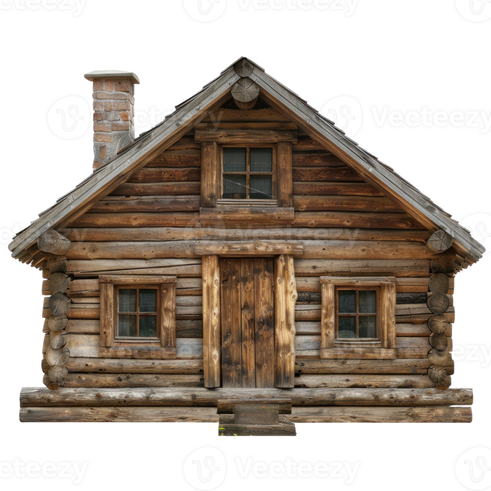 Log Cabin front view full length isolate on transparency background png