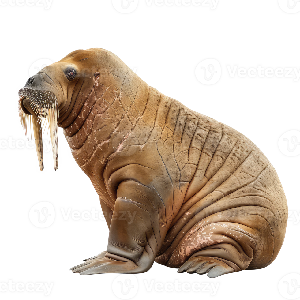 Walrus side view full body isolate on transparency background png