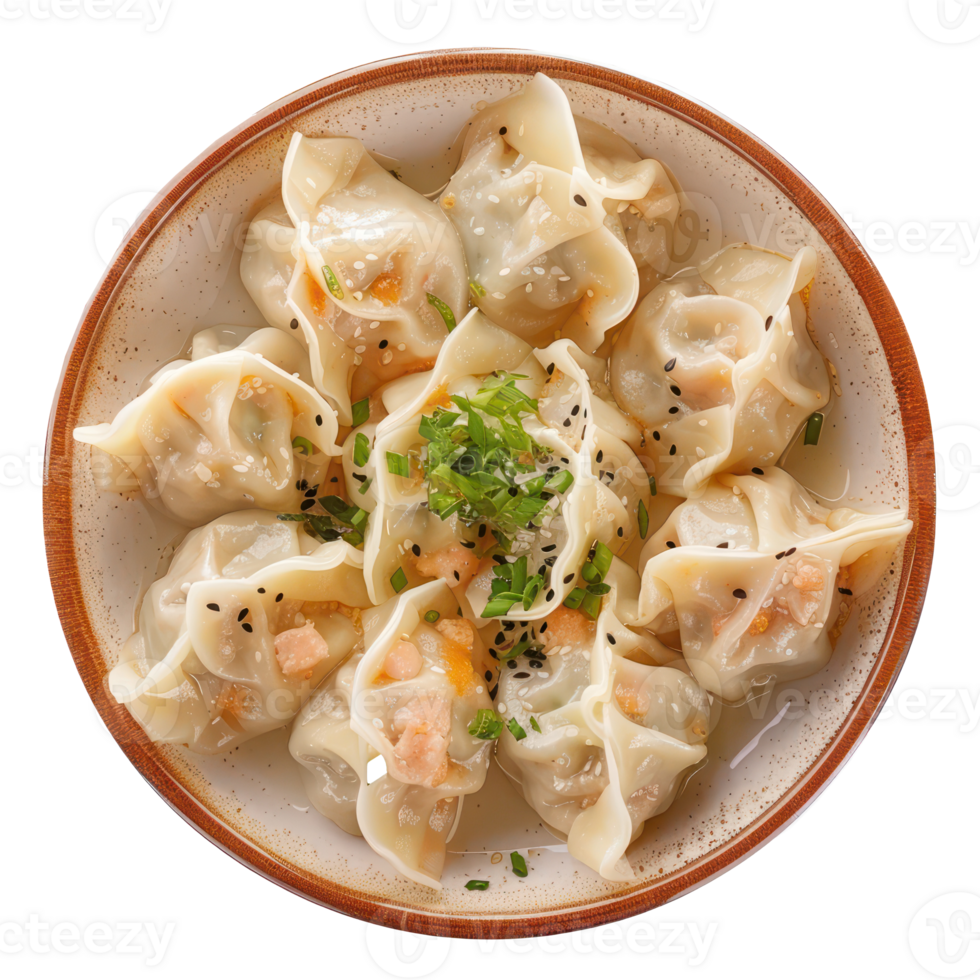 Wonton dumpling front view full length isolate on transparency background png