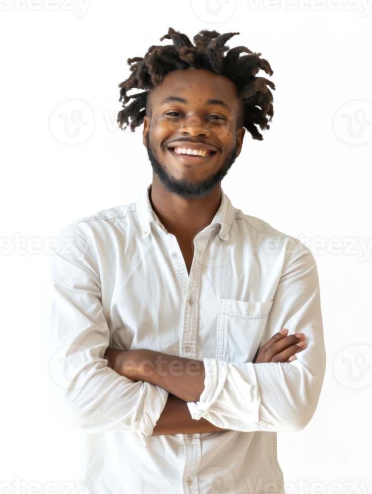 standing smiling black man in transparency background png