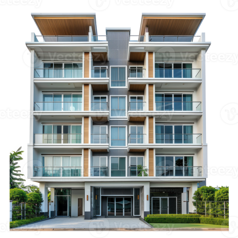 Condominium front view full length isolate on transparency background png