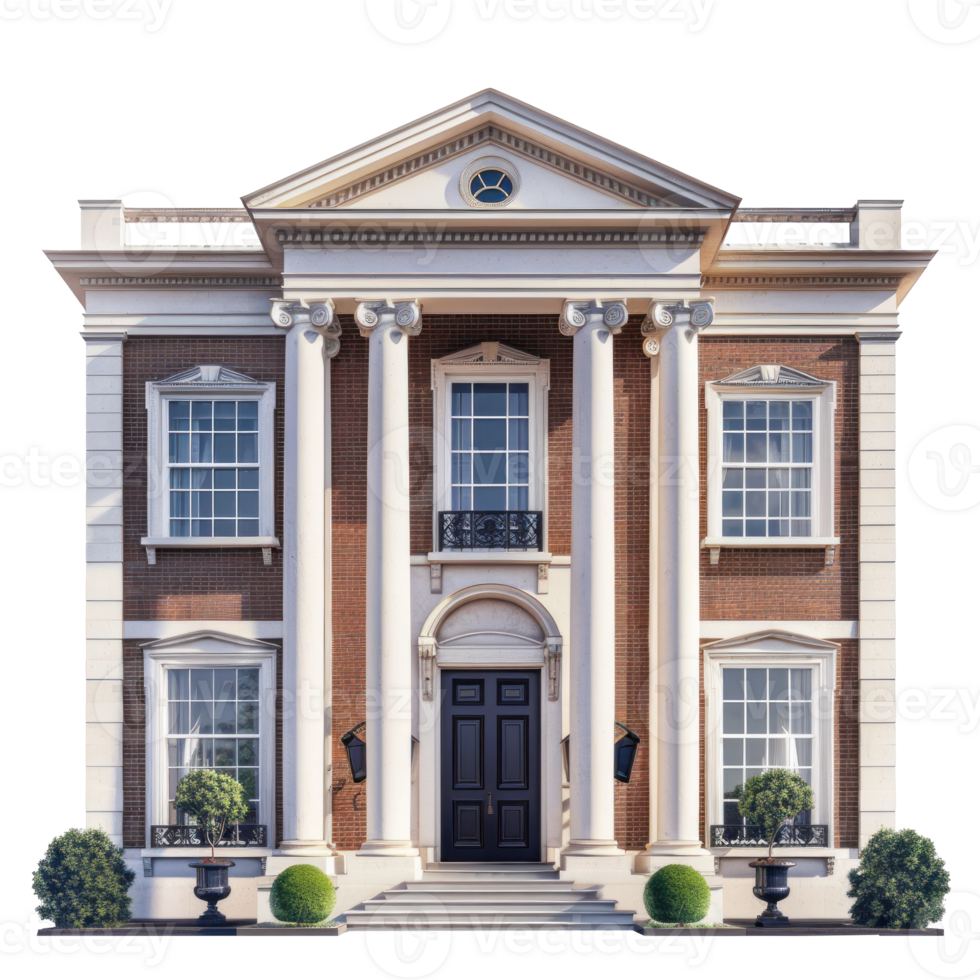 Georgian House front view full length isolate on transparency background png