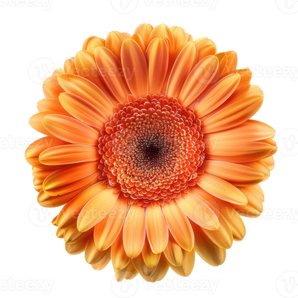 Gerbera Daisy flower top view full length isolate on transparency background png