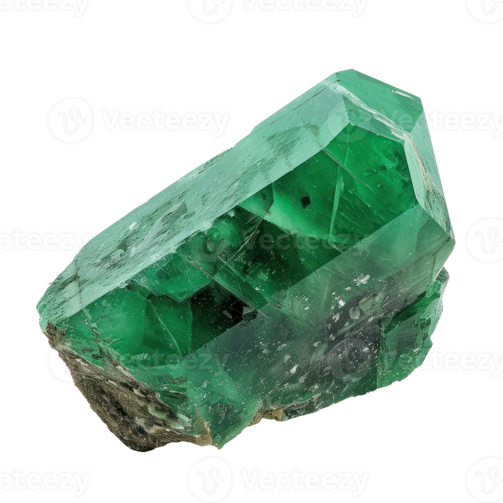 Emerald crystal side view isolate on transparency background png
