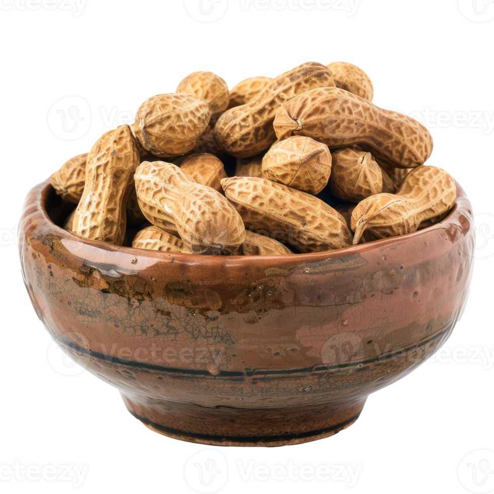 Peanuts in a bowl front view isolate on transparency background png