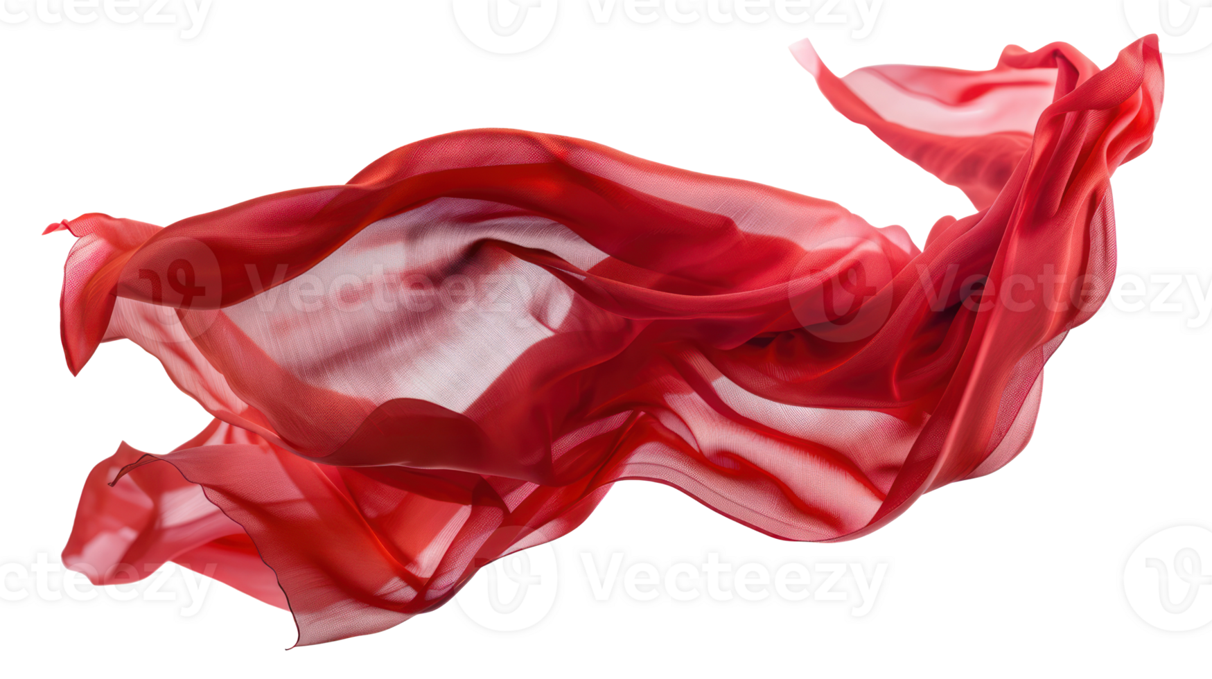 floating red fabric blowing isolate on transparency background png