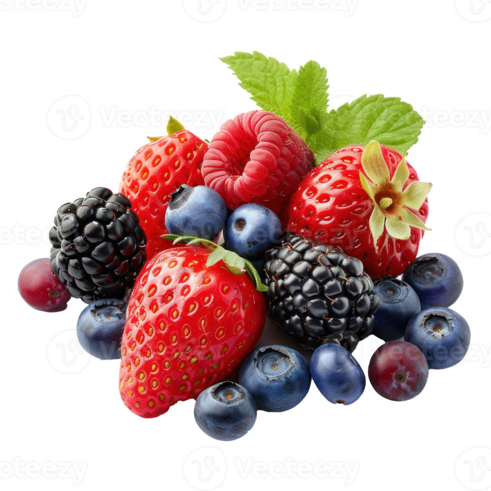 Fresh Mix berries, clipping path isolate on transparency background png