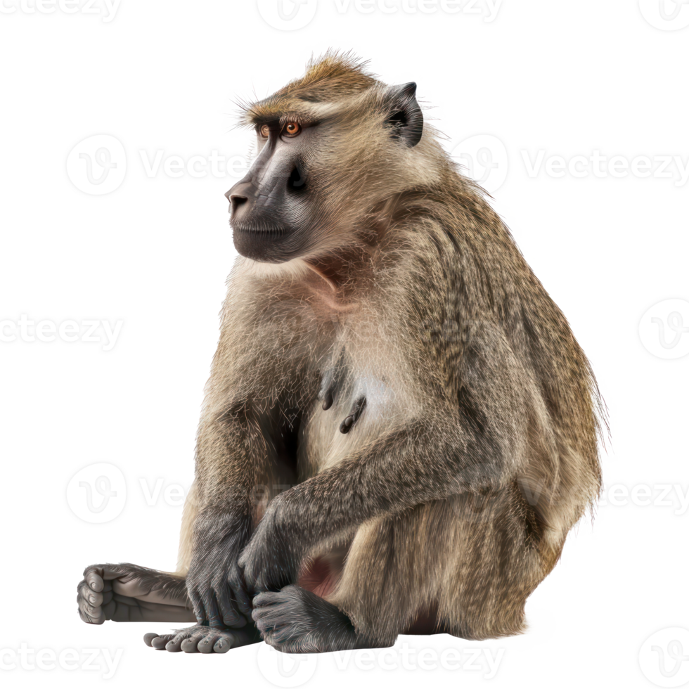 Baboon full body isolate on transparency background png