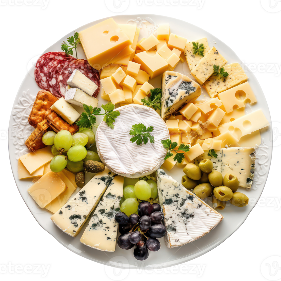 cheese platter top view full length isolate on transparency background png