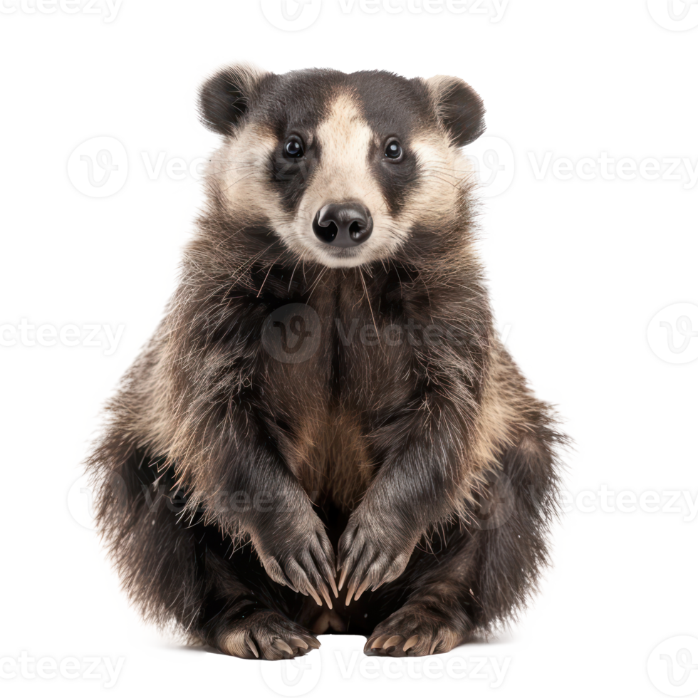 Badger front view full body isolate on transparency background png