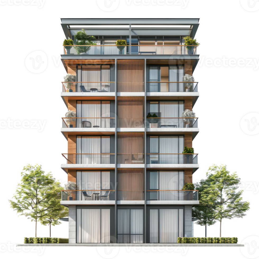 Apartment front view full length isolate on transparency background png