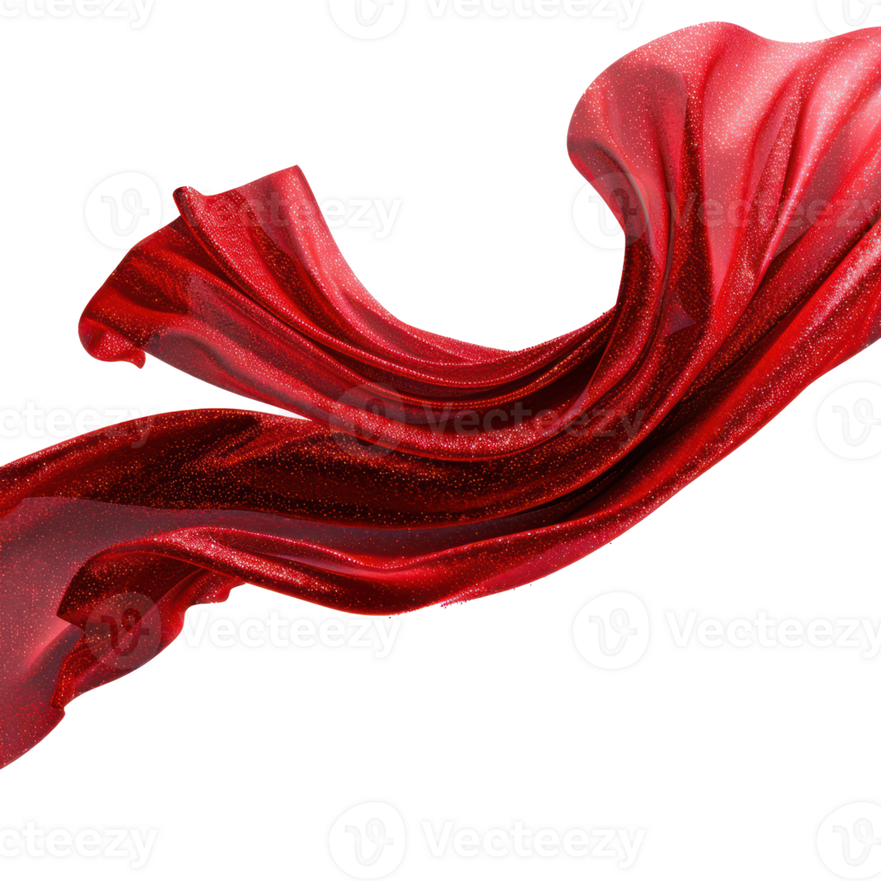floating red with glitter fabric blowing isolate on transparency background png