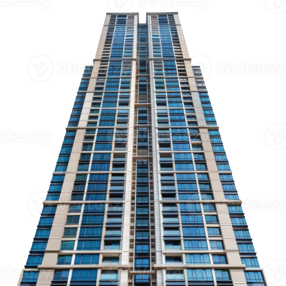 Skyscraper Residential front view full length isolate on transparency background png