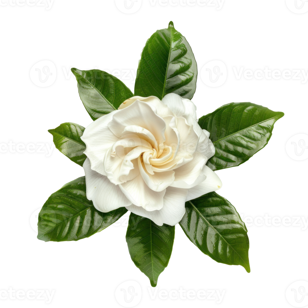 Gardenia flower top view full length isolate on transparency background png