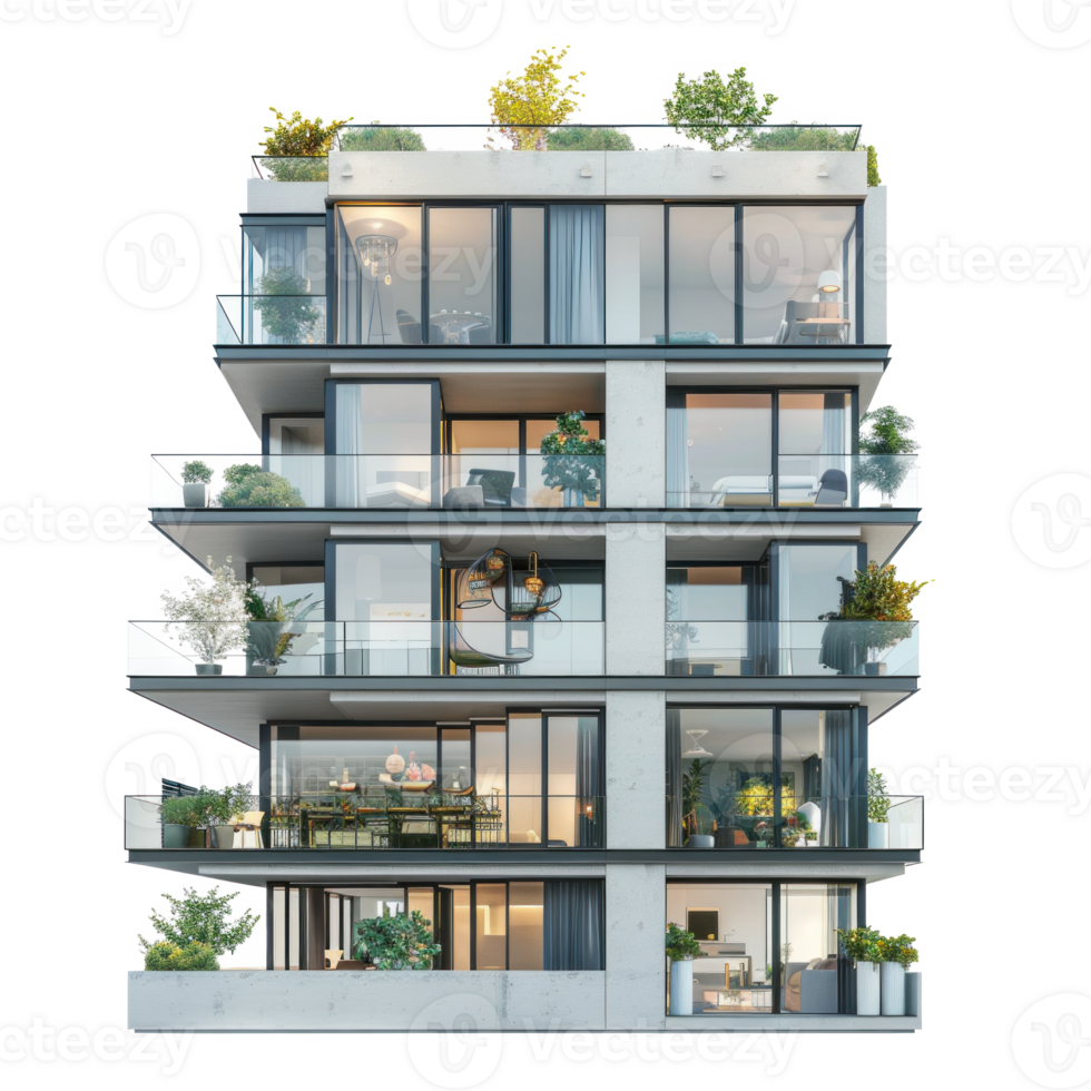 Penthouse front view full length isolate on transparency background png