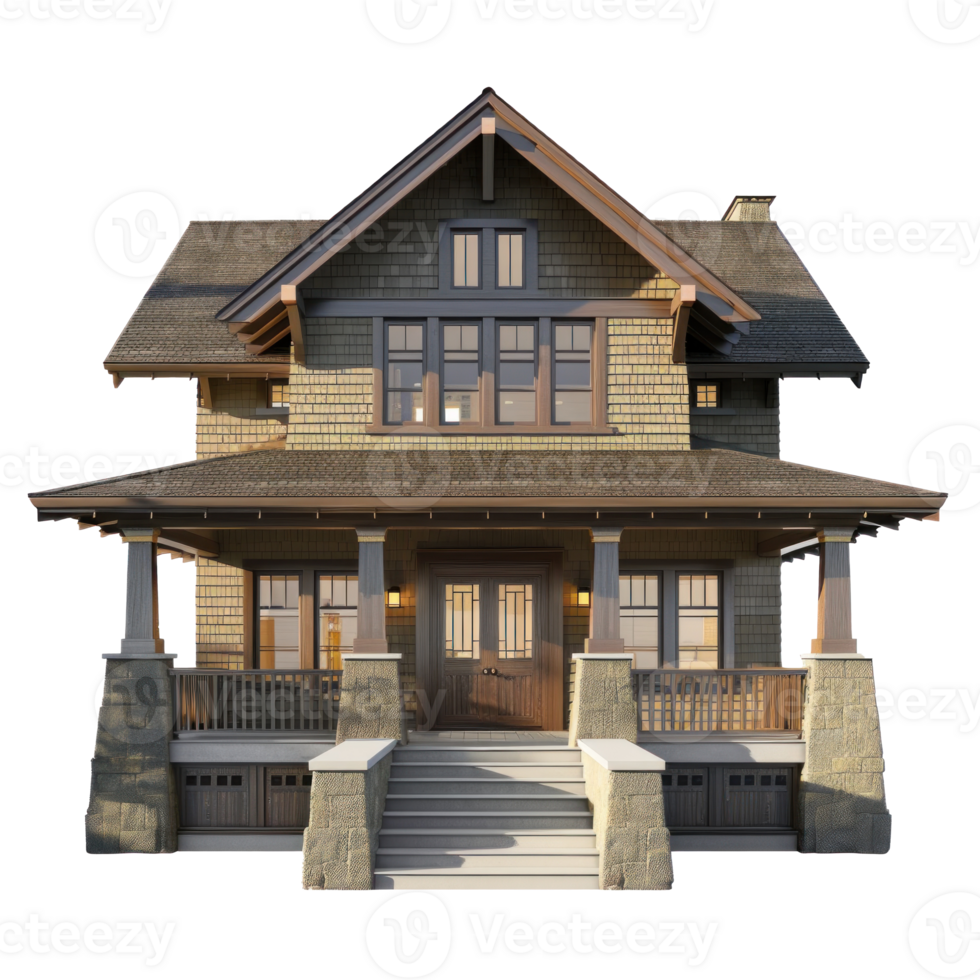 Craftsman House front view full length isolate on transparency background png