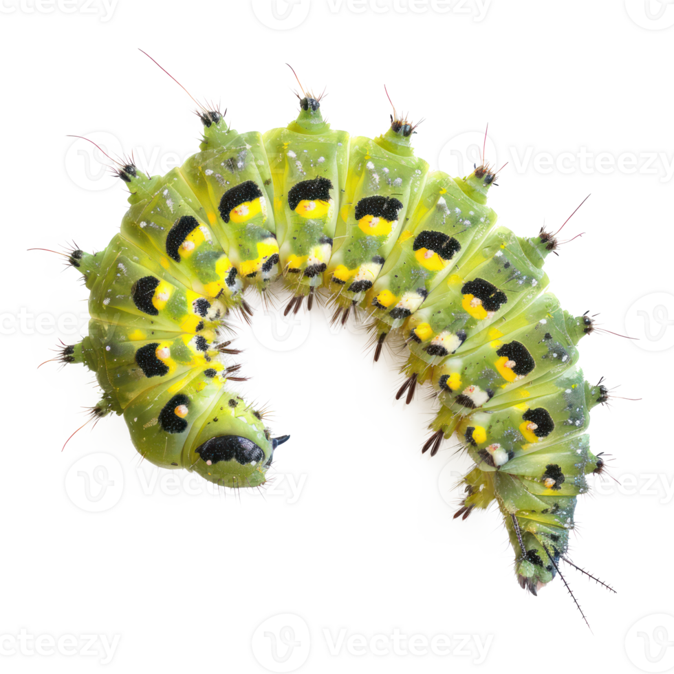 Caterpillar front view full body isolate on transparency background png