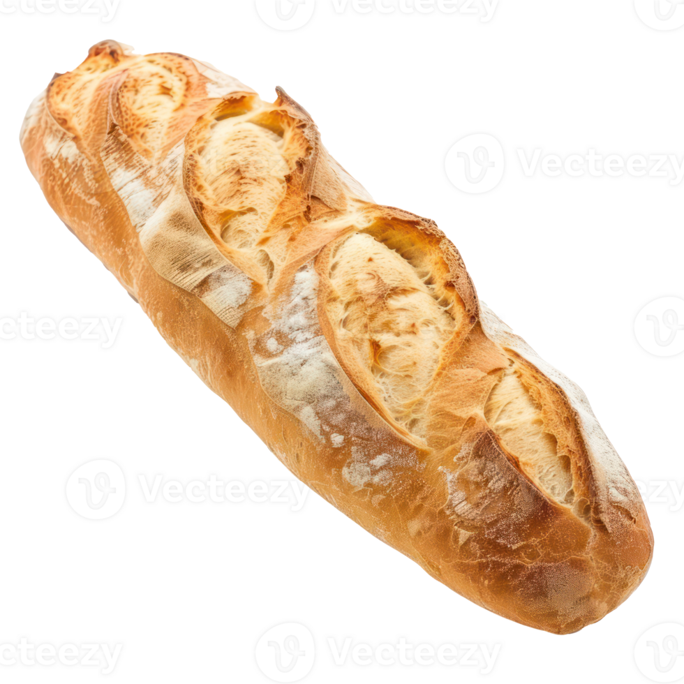 Bread Baguette side view full length isolate on transparency background png