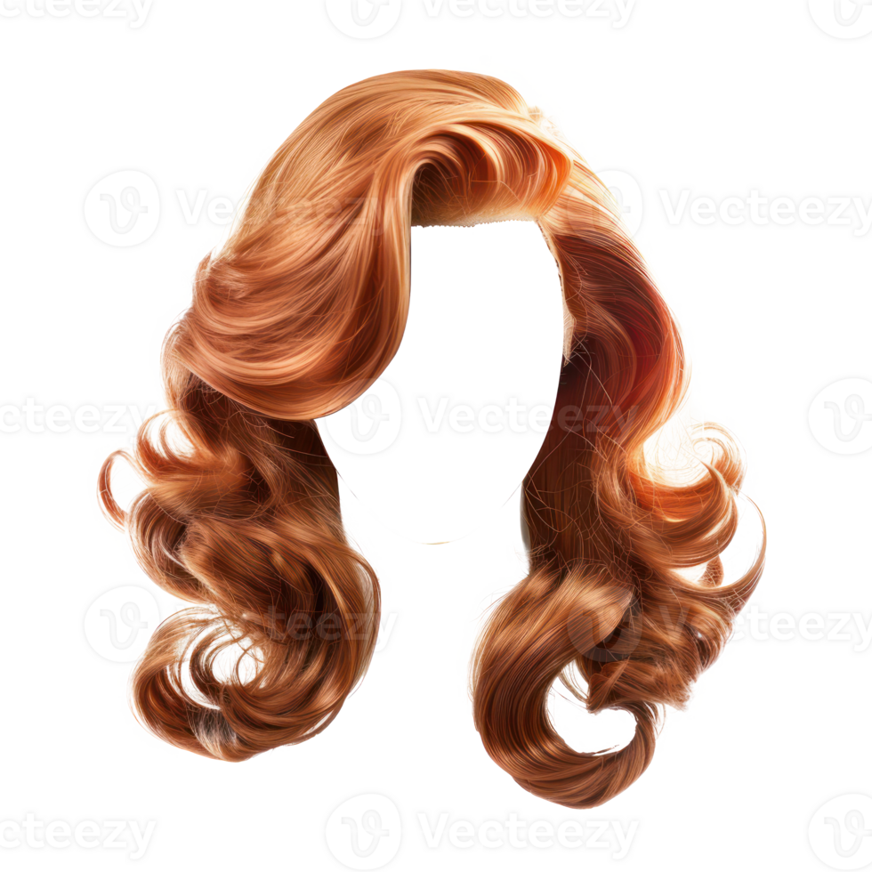 Modern Stylish women hair wig, fashionable hairstyle isolate on transparency background png