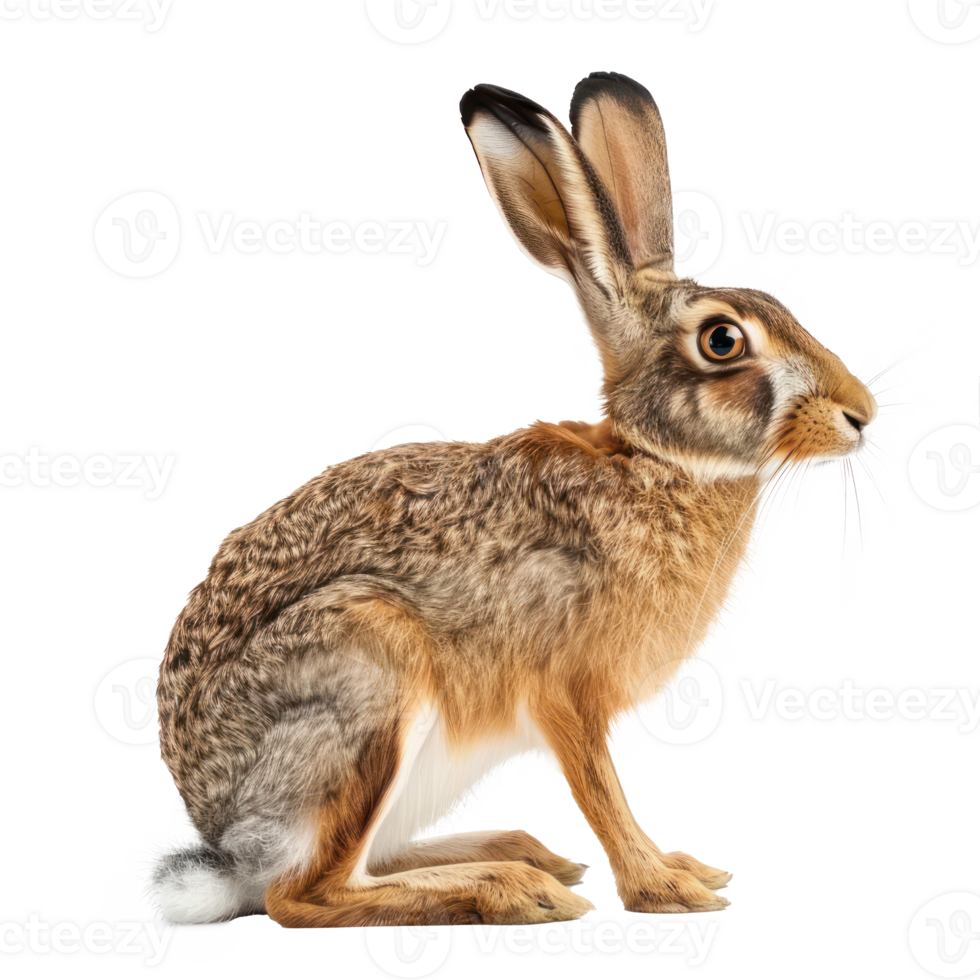 Hare side view full body isolate on transparency background png