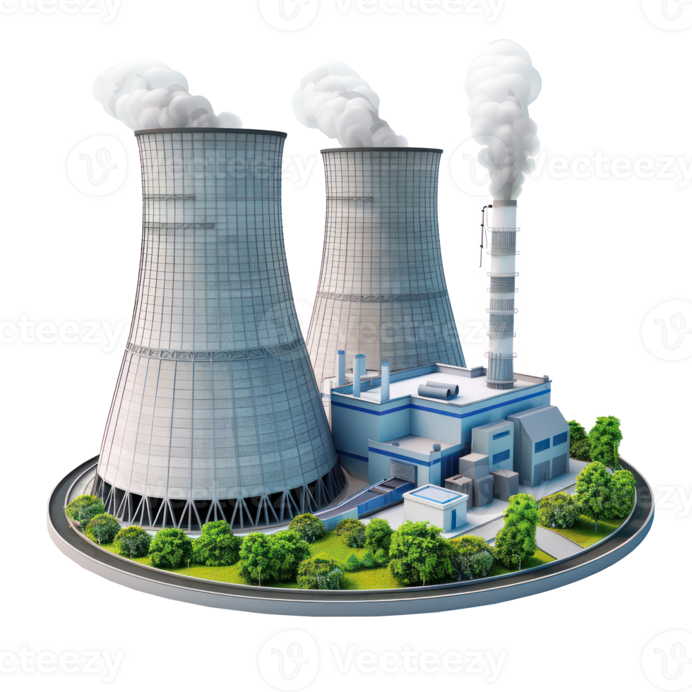3d Nuclear power plant isolate on transparency background png
