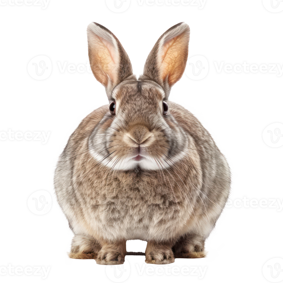Rabbit front view full body isolate on transparency background png