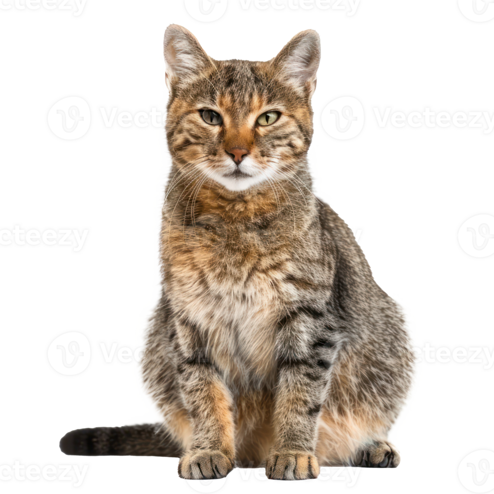 Wild cat front view full body isolate on transparency background png