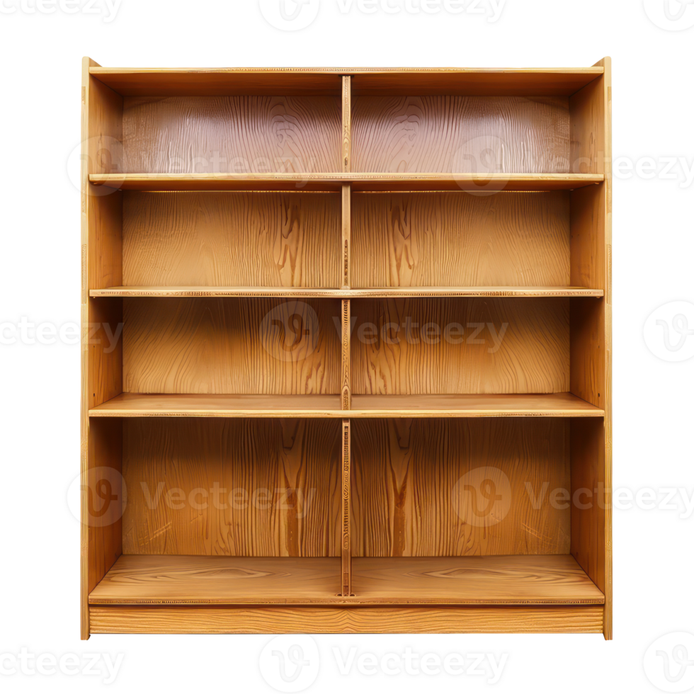Bookshelf front view full length isolate on transparency background png