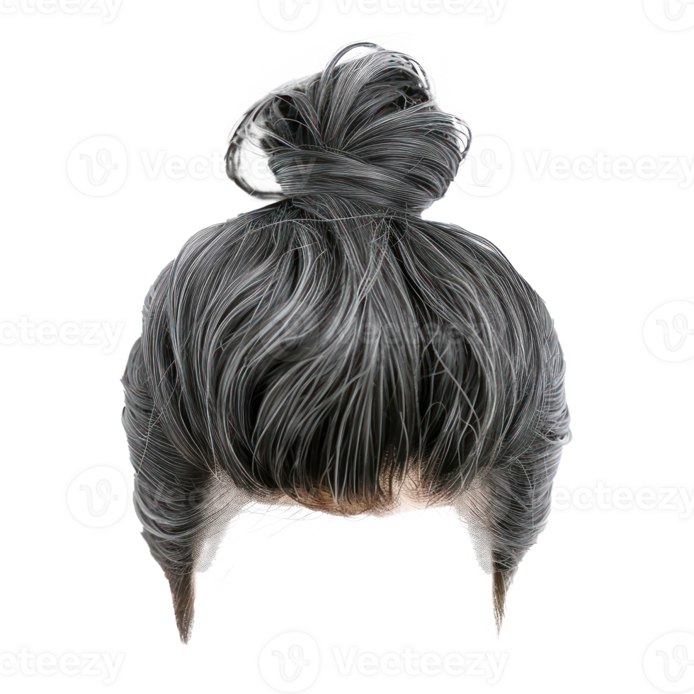 Top Knot Bun Stylish men hair wig, fashionable hairstyle isolate on transparency background png