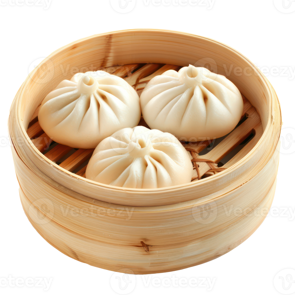 Chinese steamed buns, studio shot isolate on transparency background png