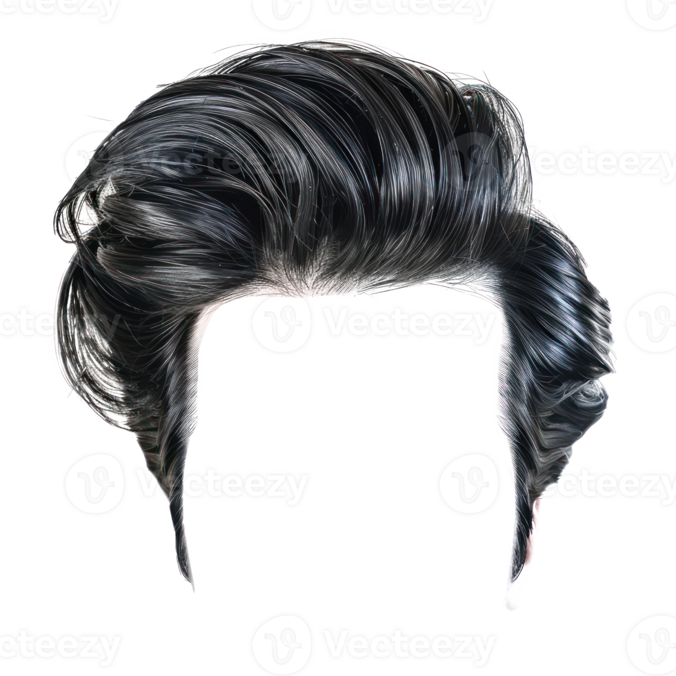 Pompadour Stylish men hair wig, fashionable hairstyle isolate on transparency background png