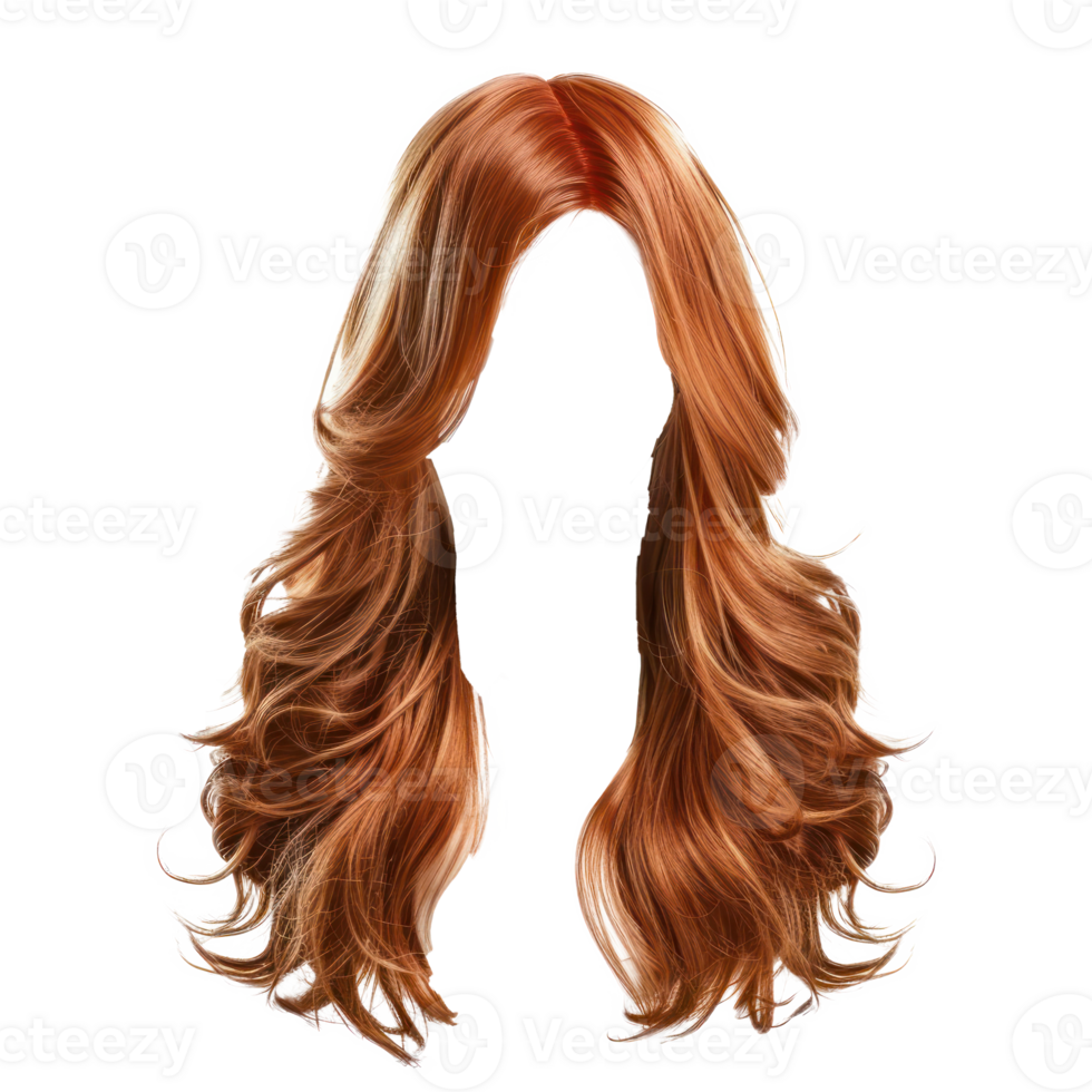 Modern Stylish women wavy hair wig, fashionable hairstyle isolate on transparency background png
