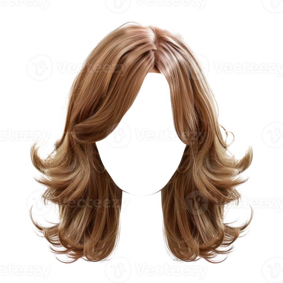 Stylish women hair wig, fashionable hairstyle isolate on transparency background png