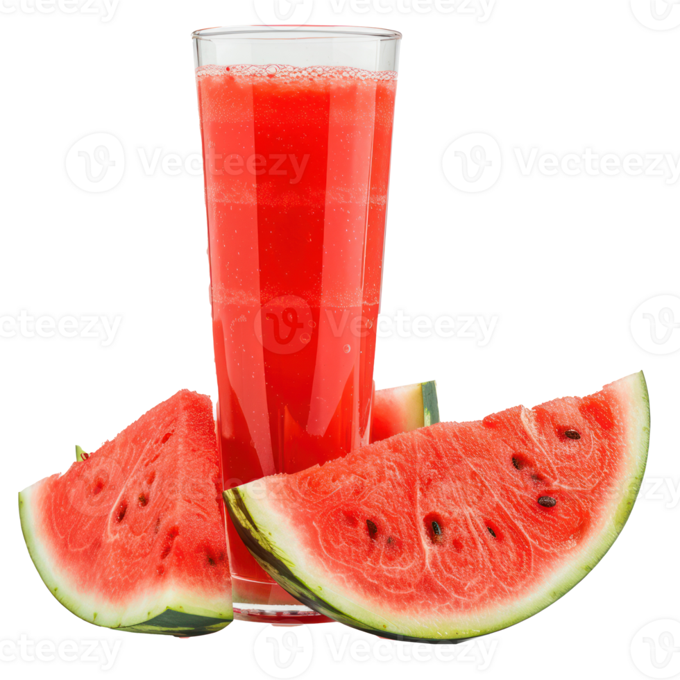 slices of watermelon with watermelon juice in a glass isolate on transparency background png