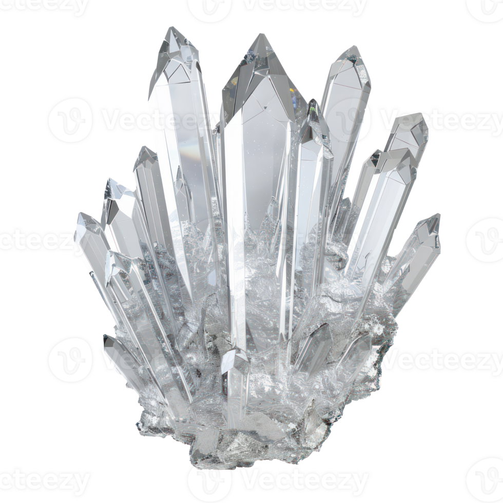 Beautiful crystal 3d rendering top view isolate on transparency background png