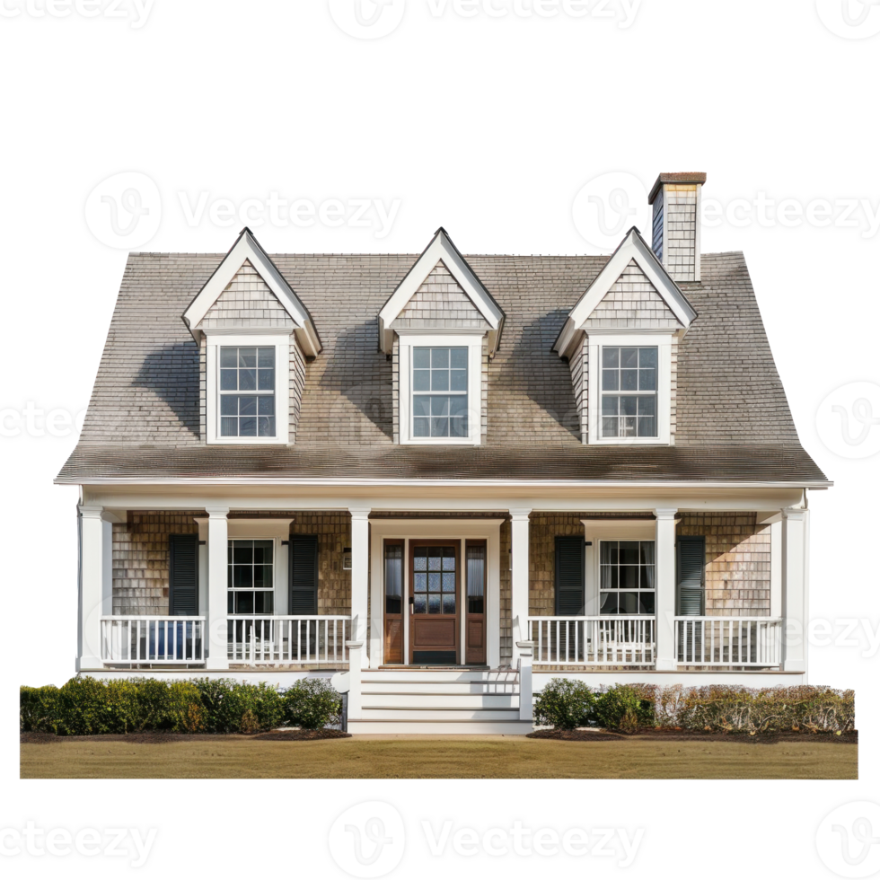 Cape Cod House front view full length isolate on transparency background png