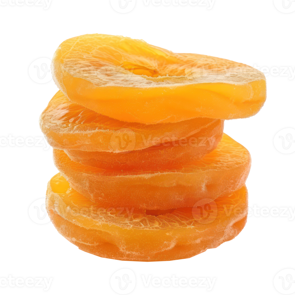 Apricot slices side view full length isolate on transparency background png
