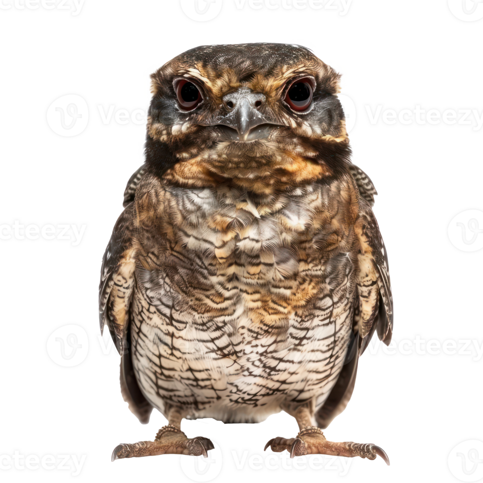 Nightjar bird front view full body isolate on transparency background png