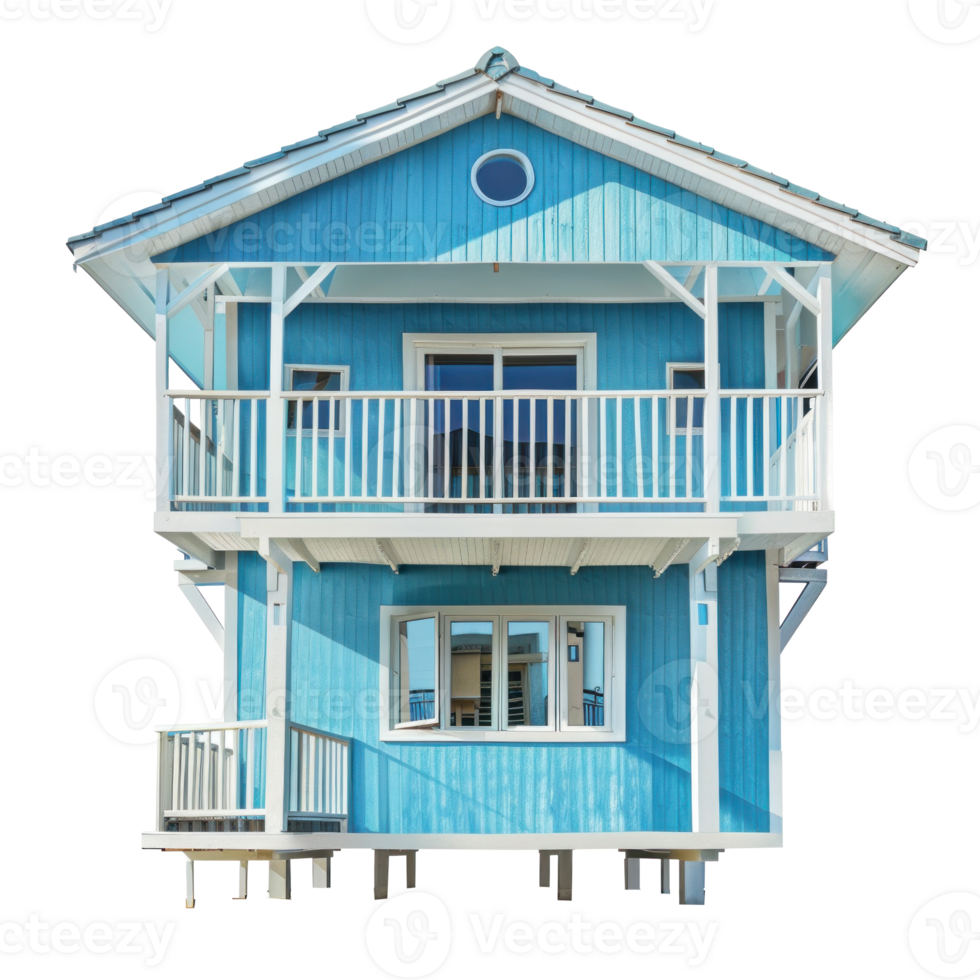 Beach House front view full length isolate on transparency background png