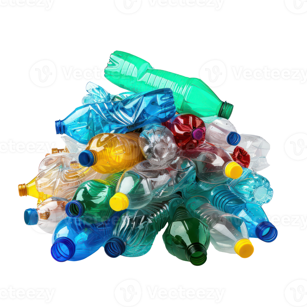 Pile of plastic trash bottle isolate on transparency background png