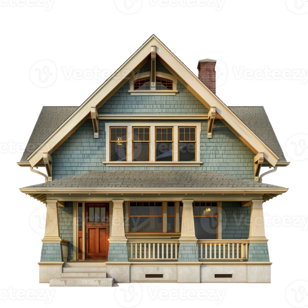 Craftsman House front view full length isolate on transparency background png