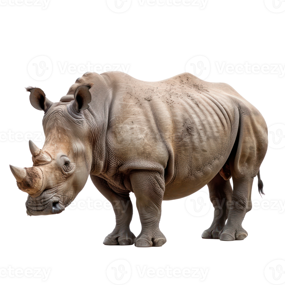 Rhinoceros side view full body isolate on transparency background png
