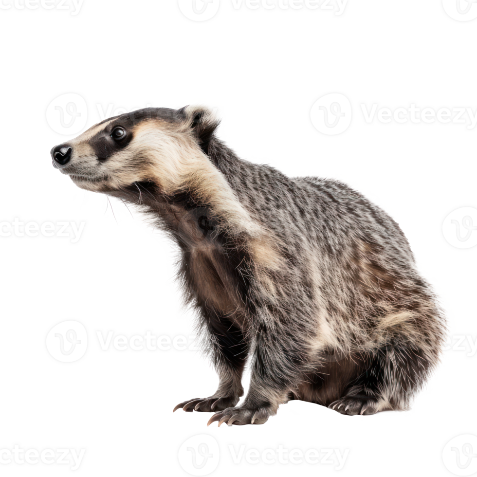 Badger side view full body isolate on transparency background png