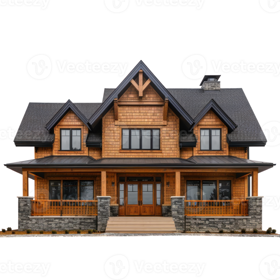 Ranch House front view full length isolate on transparency background png