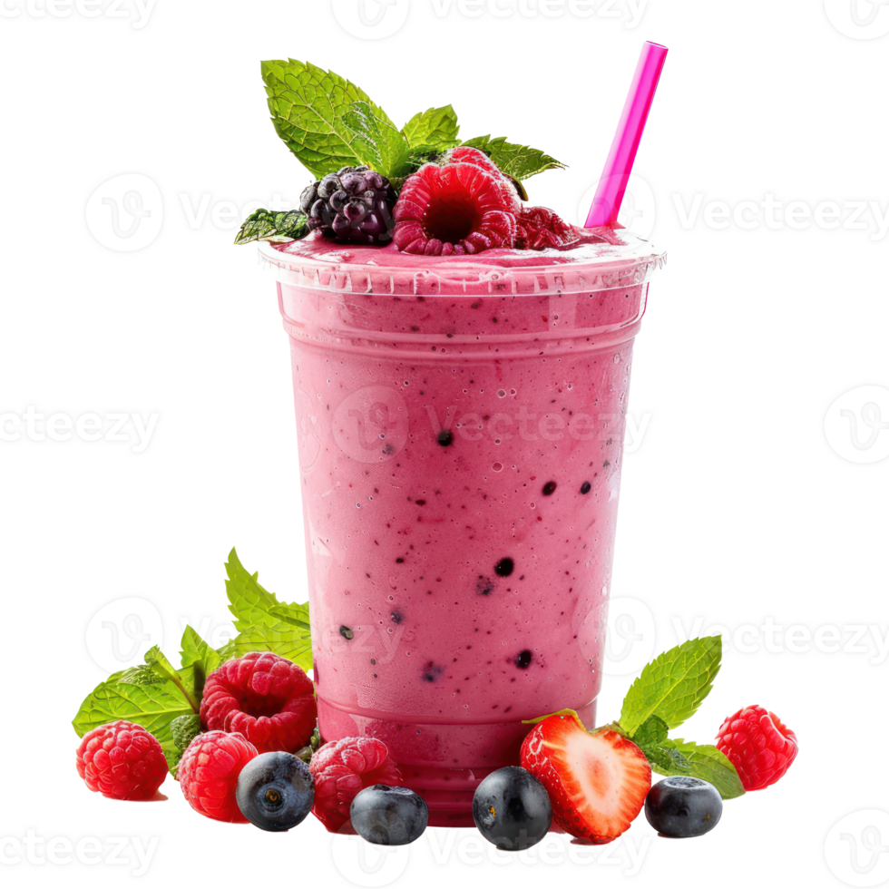 Mix berries Smoothie drink front view isolate on transparency background png