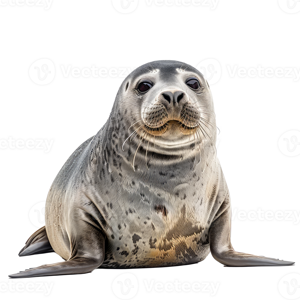 Seal front view full body isolate on transparency background png