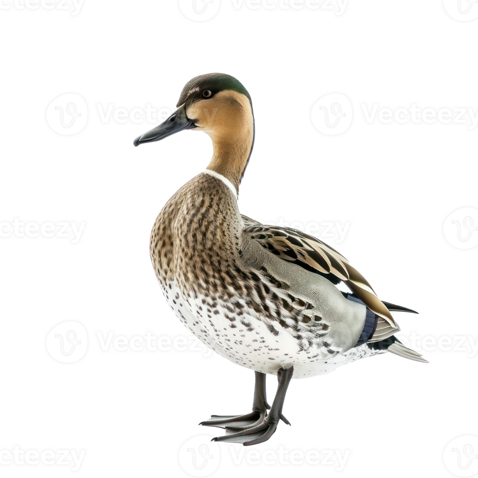 Northern pintail bird front view full body isolate on transparency background png